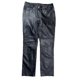 Rampage Women's Black Leather Pants Sz 7 Straight Leg Fully‎ Lined Bikercore